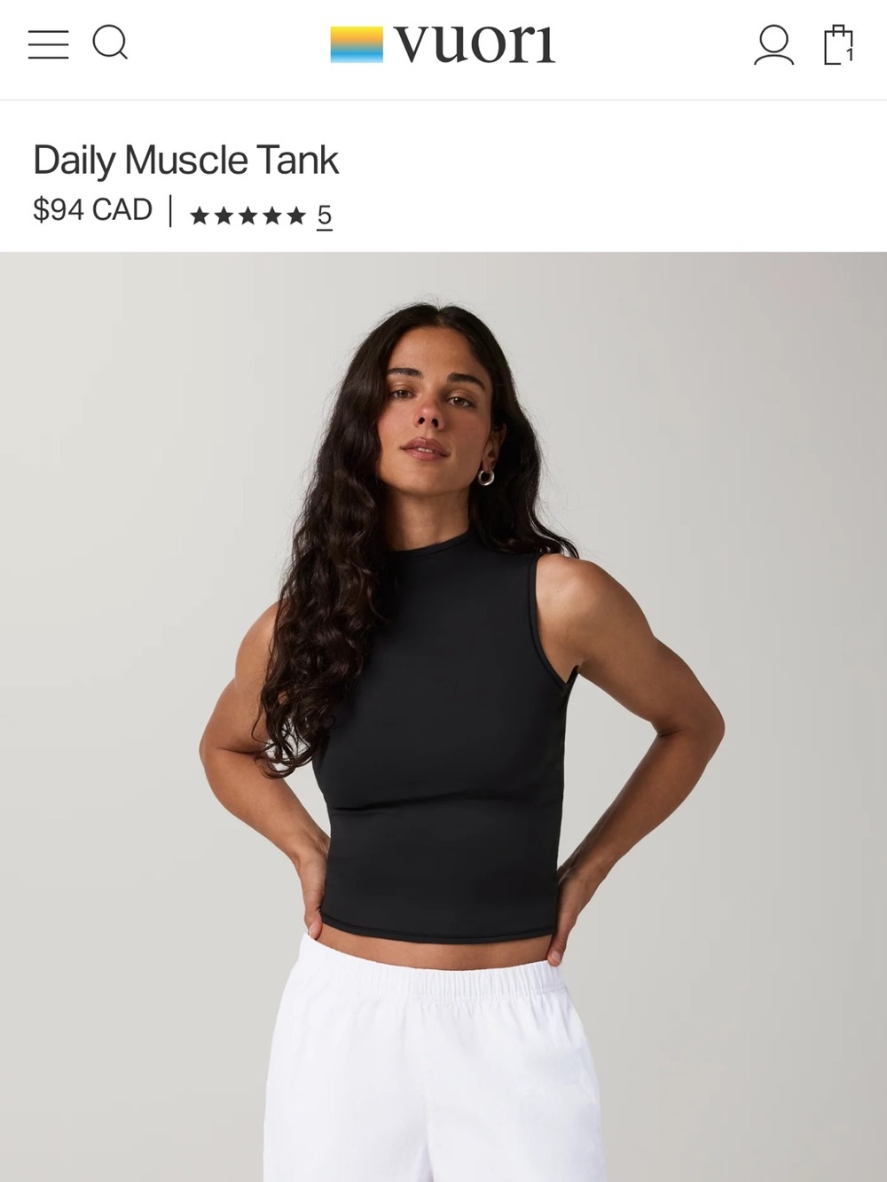 Vuori Black Mock Neck Sleeveless Tank